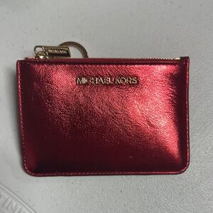 Michael Kors Jet Set Travel Shiny Red Card Holder NWT
